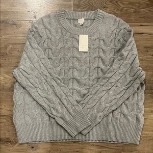 A New Day Light Gray Cable Knit Sweater